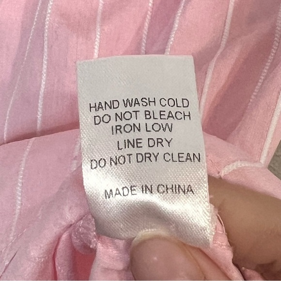 Layerz Clothing Womens Size 2XL Pink Striped Orange Embroidered Shirt Top - Picture 5 of 11